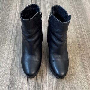 Via Spiga Black Leather Wedge Ankle Boots Size 7